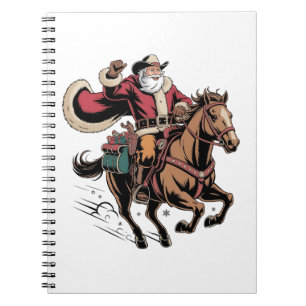 Cowboy Santa Claus Reiten Ein Pferd Weihnachten Notizblock