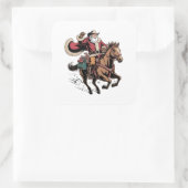 Cowboy Santa Claus Reiten Ein Pferd Weihnachten Quadratischer Aufkleber (Tasche)