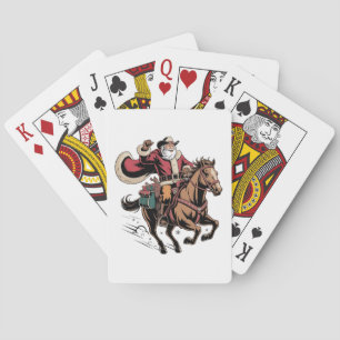 Cowboy Santa Claus Reiten Ein Pferd Weihnachten Spielkarten