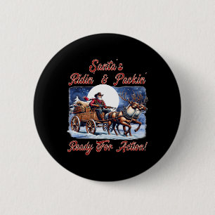 Cowboy Santa Claus Wagon Weihnachtsurlaub Geist Button