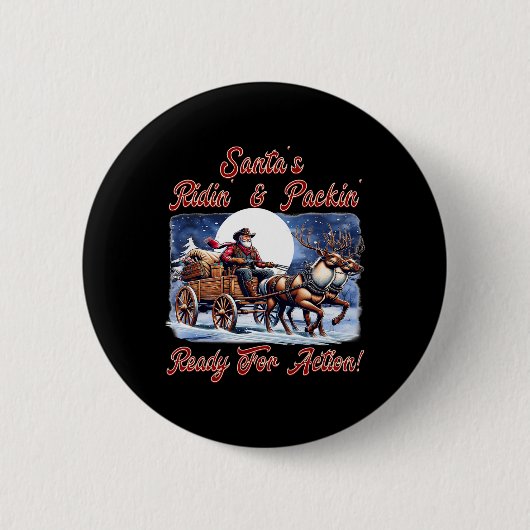 Cowboy Santa Claus Wagon Weihnachtsurlaub Geist Button (Vorderseite)