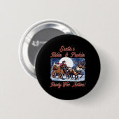 Cowboy Santa Claus Wagon Weihnachtsurlaub Geist Button (Vorne & Hinten)