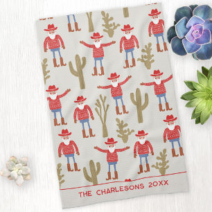 Cowboy Santa Claus Weihnachten Personalisiert Geschirrtuch