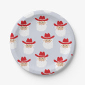 Cowboy Santa Claus Western Christmas Blue Pappteller (Vorderseite)