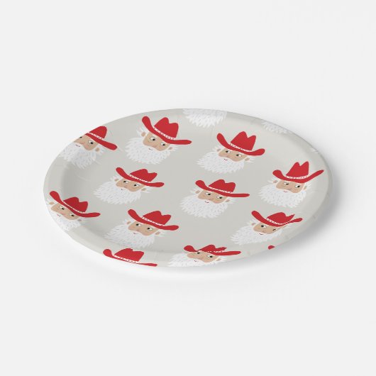 Cowboy Santa Claus Western Christmas Pappteller (Schrägansicht)