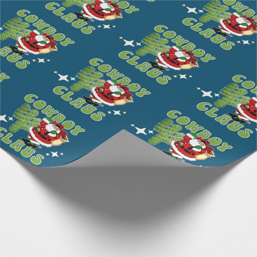 Cowboy Santa Cowboy Claus und Cactus Tree Geschenkpapier (Ecke)