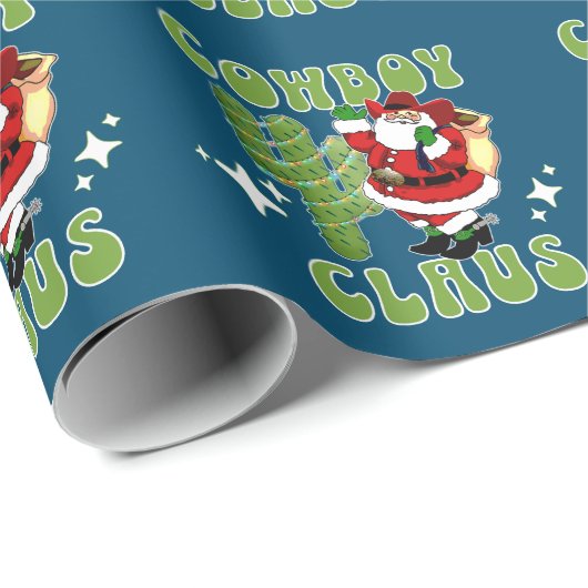 Cowboy Santa Cowboy Claus und Cactus Tree Geschenkpapier (Rolleneckpunkt)