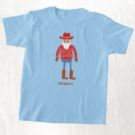 Cowboy Santa Custom Text Christmas T-Shirt