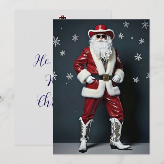 Cowboy Santa Feiertagskarte (Vorne/Hinten)