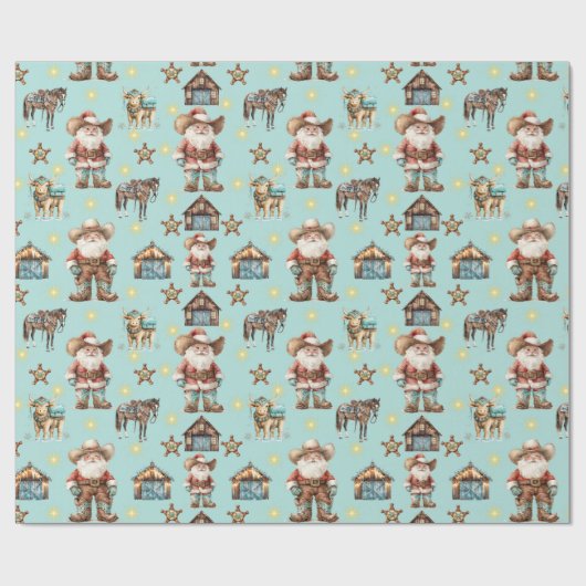 Cowboy Santa Geschenkpapier (Flach)