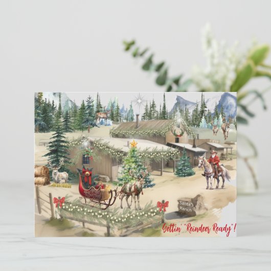 Cowboy Santa Gettin' "Rentier Ready" Weihnachtskal (Stehend Vorderseite)