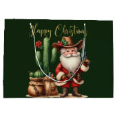 Cowboy Santa Happy Christmas Desert Cactus Pistol Große Geschenktüte (Rückseite)