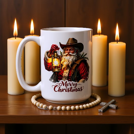Cowboy-Santa-Laternenlicht Kaffeetasse