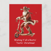Cowboy Santa on Scooter Christmas Greeting Postkarte (Vorderseite)
