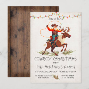 Cowboy Santa Reindeer Weihnachts-Party Einladung