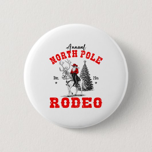 Cowboy Santa Riding Reindeer North Le Rodeo Christ Button (Vorderseite)
