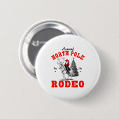 Cowboy Santa Riding Reindeer North Le Rodeo Christ Button (Vorne & Hinten)