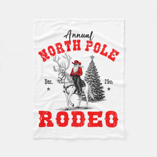 Cowboy Santa Riding Reindeer North Le Rodeo Christ Fleecedecke (Vorderseite)