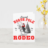Cowboy Santa Riding Reindeer North Le Rodeo Christ Karte (Gelbe Blume)