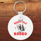 Cowboy Santa Riding Reindeer North Le Rodeo Christ Schlüsselanhänger (Vorderseite)