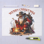 Cowboy Santa: Rustic Campfire Christmas Graphic Seidenpapier (Handwerk)