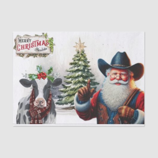Cowboy Santa Seidenpapier (Vorderseite)