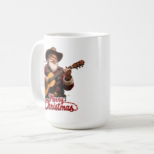 Cowboy Santa Sings Christmas Tune Kaffeetasse (Vorderseite Links)
