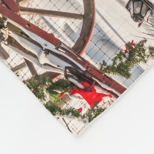 Cowboy Santa - Wagon mit Hay Bales Fleecedecke (Ecke)