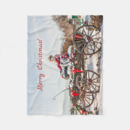 Cowboy Santa - Wagon mit Hay Bales Fleecedecke