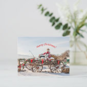Cowboy Santa - Wagon mit Hay Bales Postkarte (Stehend Vorderseite)