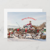 Cowboy Santa - Wagon mit Hay Bales Postkarte (Vorne/Hinten)