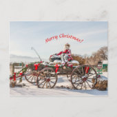 Cowboy Santa - Wagon mit Hay Bales Postkarte (Vorderseite)