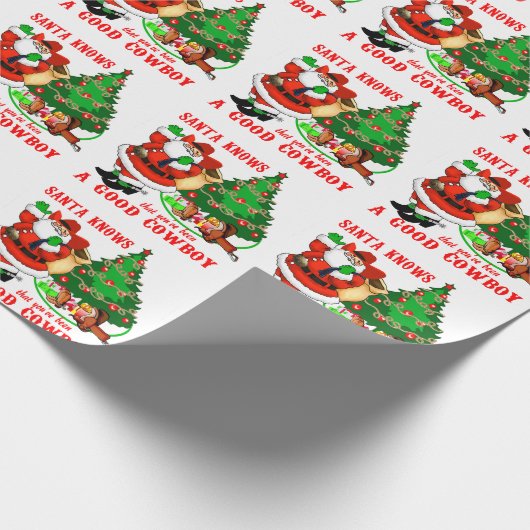 Cowboy Santa weiß, dass Sie ein guter Cowboy waren Geschenkpapier (Ecke)