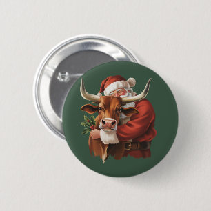 Cowboy-Santa-Western-Roping-Weihnachten-Vintage Button
