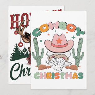 Cowboy-Santa-Western-Weihnachten-Rodeo-PNG-Design Feiertagskarte