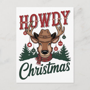 Cowboy-Santa Western-Weihnachten Rodeo PNG-Design Feiertagspostkarte