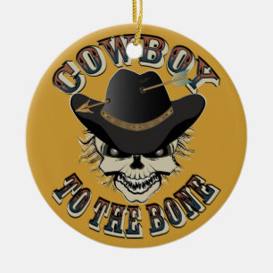 Cowboy-Schädel Keramik Ornament