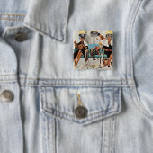 Cowboy schlafend im Schönheits-Salon Button (Beispiel)