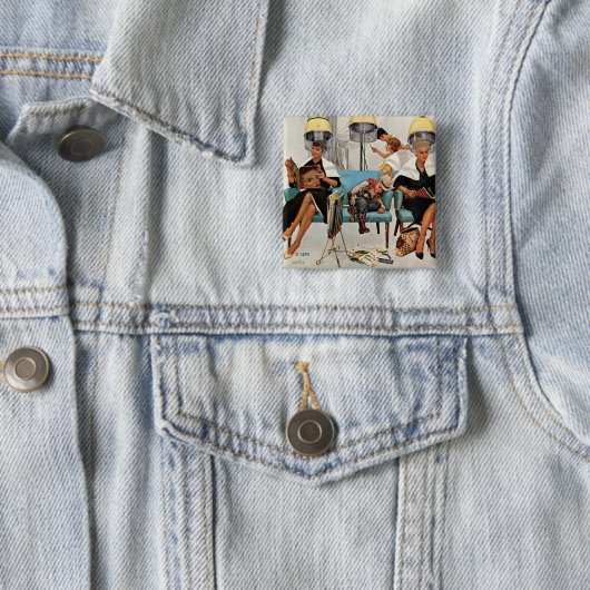 Cowboy schlafend im Schönheits-Salon Button (Beispiel)