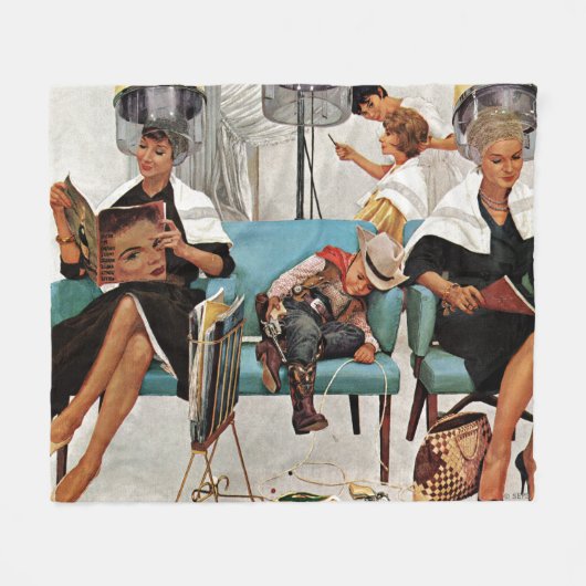 Cowboy schlafend im Schönheits-Salon Fleecedecke (Vorderseite (Horizontal))