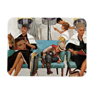 Cowboy schlafend im Schönheits-Salon Magnet