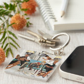 Cowboy schlafend im Schönheits-Salon Schlüsselanhänger (Vorderseite rechts)