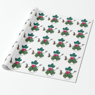 Cowboy-Schneemann-Bandit mit Geldsack Geschenkpapier