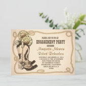 Cowboy Schuhe rustikale Verlobungsfeier Einladunge Einladung (Stehend Vorderseite)