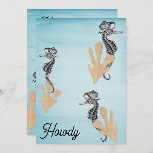 Cowboy Seepferd Pool Party Einladung (Vorne/Hinten)