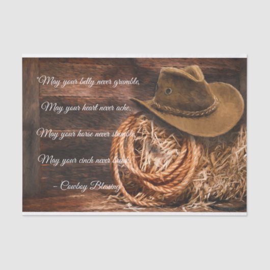 Cowboy Segen Hat und Lariat auf Straw Bale Seidenpapier (Vorderseite)