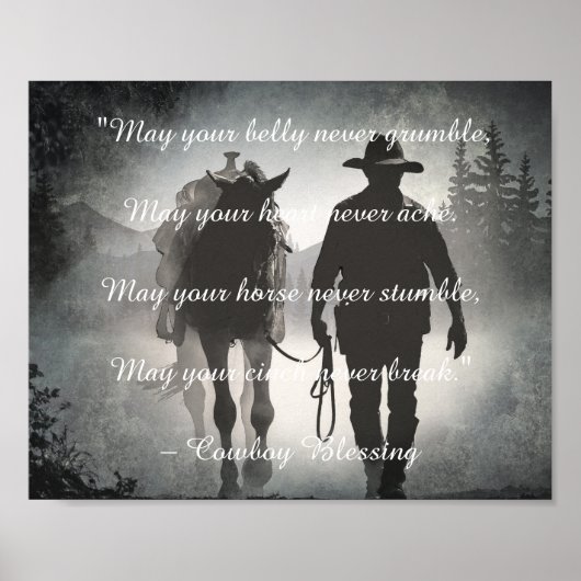 Cowboy Segen Pferde Silhouette Decoupage drucken Poster (Vorne)