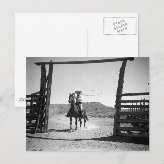 Cowboy-Seil Postkarte (Vorne/Hinten)
