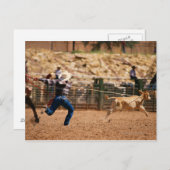 Cowboy-Seilkalb in Rodeo Postkarte (Vorne/Hinten)