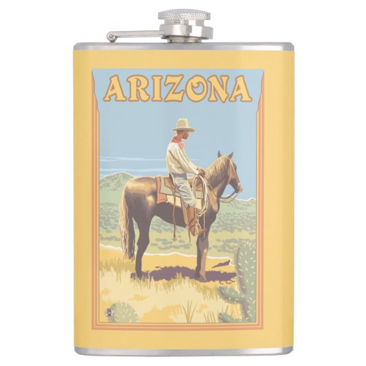 Cowboy (Seitenansicht) Arizona Flachmann (Vorderseite)